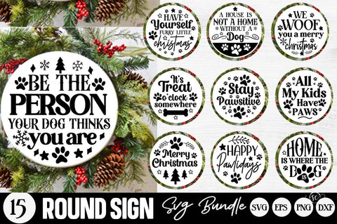 Dog Christmas Round Ornament Svg Bundle. Pet Animal Quotes SVG Svgcraft 