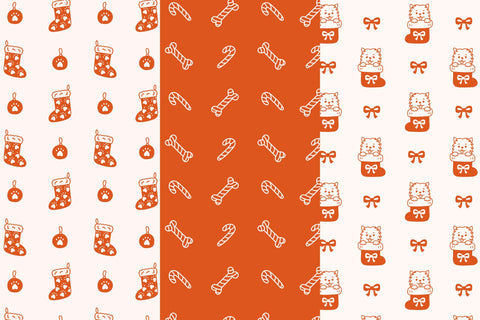 Dog Christmas Seamless Patterns & Digital Papers Digital Pattern Rin Green 