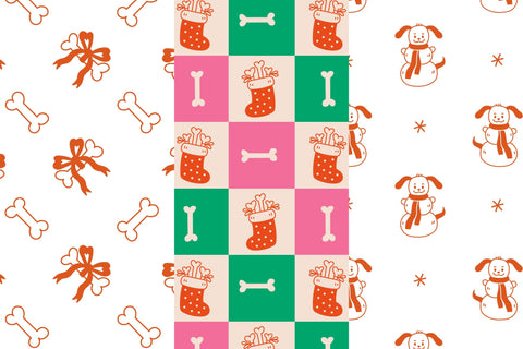 Dog Christmas Seamless Patterns & Digital Papers Digital Pattern Rin Green 