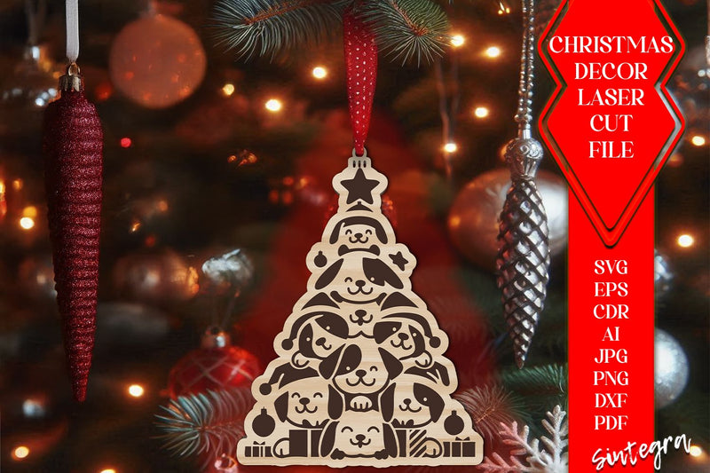 Dog Christmas Tree Baubles SVG – Laser Cut Ornament Files v5 SVG Sintegra 