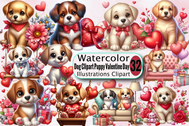 Dog Clipart Puppy Valentine Day Sublimation SVGArt 