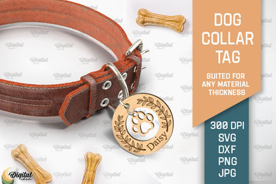 Dog Collar Tag Laser Cut. Dog Name Tag SVG SVG Evgenyia Guschina 