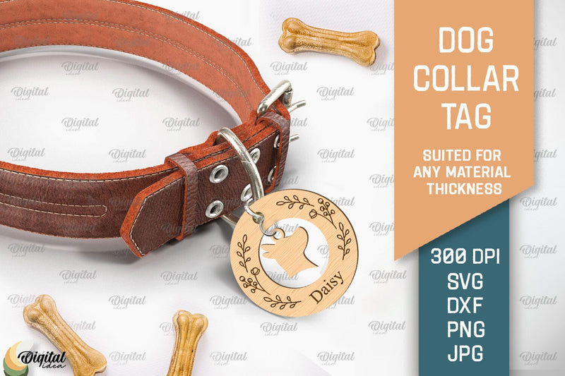 Dog Collar Tag Laser Cut. Dog Name Tag SVG SVG Evgenyia Guschina 