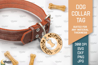 Dog Collar Tag Laser Cut. Dog Name Tag SVG SVG Evgenyia Guschina 