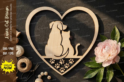 Dog Couple Heart Laser Cut, dog svg, dog couple svg, pet svg SVG Regulrcrative 