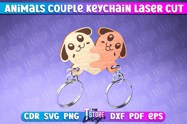 Dog Couple Keychain | Laser Cut SVG Design | CNC Files SVG The T Store Design 