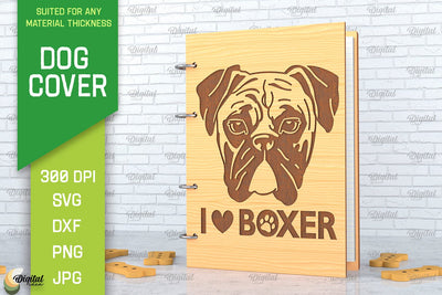 Dog Cover SVG. 3D Notebook Cover Laser Cut. Boxer SVG SVG Evgenyia Guschina 