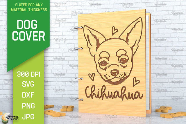 Dog Cover SVG. 3D Notebook Cover Laser Cut. Chihuahua SVG SVG Evgenyia Guschina 