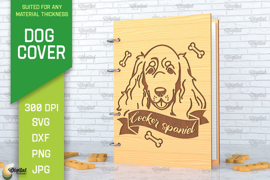 Cocker Spaniel Notebook Dog Cover SVG. 3D Notebook Cover Laser Cut. Cocker Spaniel SVG - So Fontsy