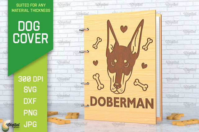 Dog Cover SVG. 3D Notebook Cover Laser Cut. Doberman SVG SVG Evgenyia Guschina 