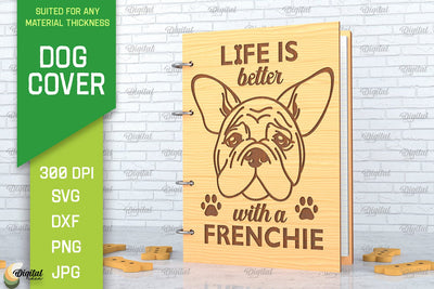 Dog Cover SVG. 3D Notebook Cover Laser Cut. French Bulldog SVG SVG Evgenyia Guschina 