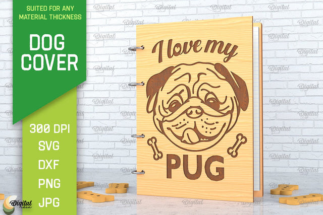 Dog Cover SVG. 3D Notebook Cover Laser Cut. Pug SVG SVG Evgenyia Guschina 