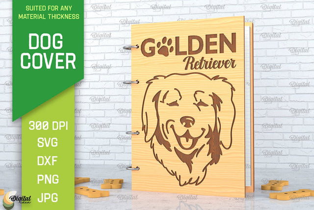 Dog Covers. 3D Notebook Cover LaserCut. Golden Retriever SVG SVG Evgenyia Guschina 