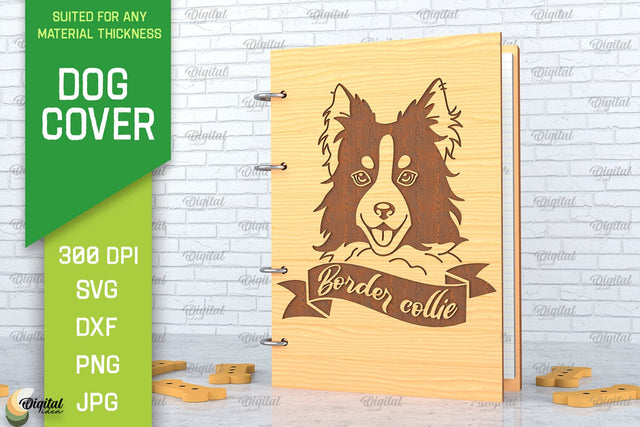 Dog Covers SVG. 3D Notebook Cover Laser Cut. Border Collie SVG Evgenyia Guschina 
