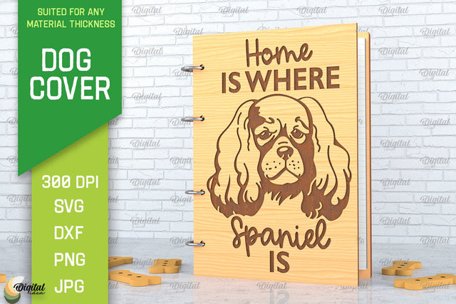 Dog Covers SVG. 3D Notebook Cover Laser Cut. Spaniel SVG SVG Evgenyia Guschina 