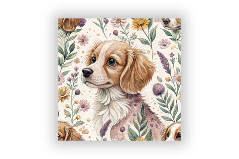 Dog Digital Paper Pack, Seamless Watercolor Pattern Bundle, Printable Scrapbook Paper, Cute Canine Botanical Design Collection Digital Pattern FloridPrintables 