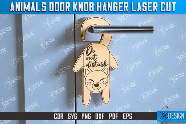Dog Door Knob Hanger | Children's Room | Door Sign | Baby Animals | CNC File SVG Fly Design 