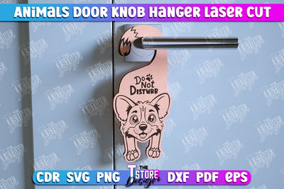Dog Door Knob Hanger | Children's Room | Door Sign | Baby Animals | CNC File SVG The T Store Design 