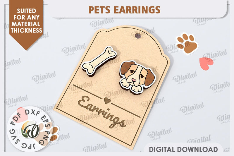 Dog Earrings Laser Cut. Pets Earrings. Animals Earrings SVG SVG Evgenyia Guschina 