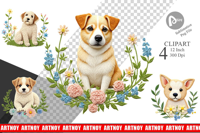 Dog Embroidery Clipart Sublimation artnoy 