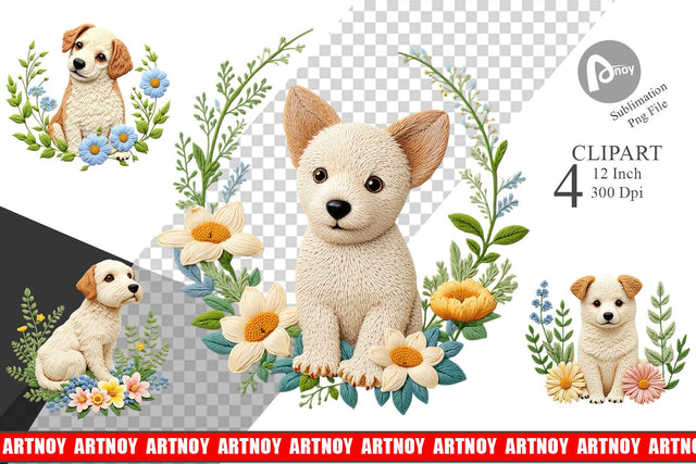 Dog Embroidery Clipart Sublimation artnoy 