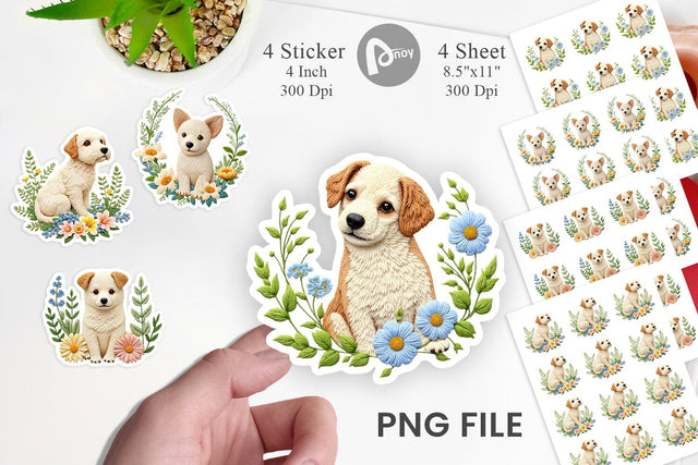 Dog Embroidery Sticker Sublimation artnoy 