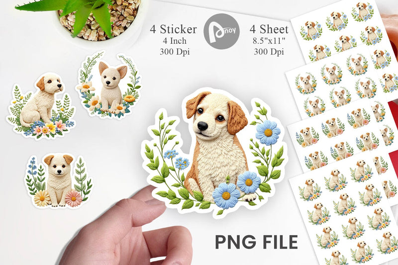 Dog Embroidery Sticker Sublimation artnoy 