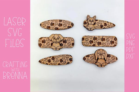 Dog Engraved 2 Hair Clip Bundle Laser SVG File SVG Crafting With Brenna 