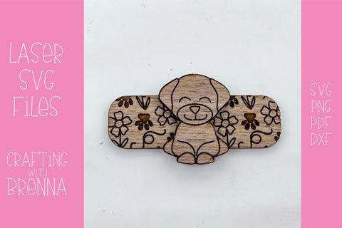 Dog Engraved 2 Hair Clip Laser SVG File SVG Crafting With Brenna 