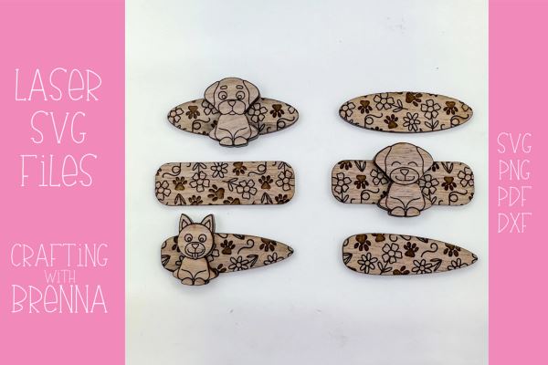 Dog Engraved Hair Clip Bundle Laser SVG File SVG Crafting With Brenna 