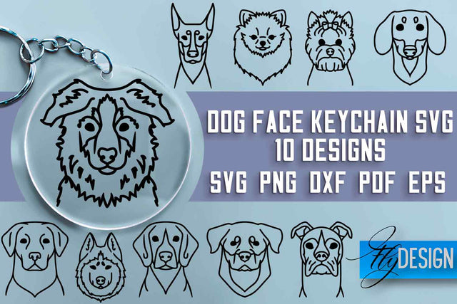 Dog Face Keychain SVG Design | Dog Mom SVG | SVG File | Print Design SVG Fly Design 