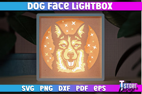 Dog Face Lightbox SVG Design | Paper Cut Design | SVG File SVG The T Store Design 