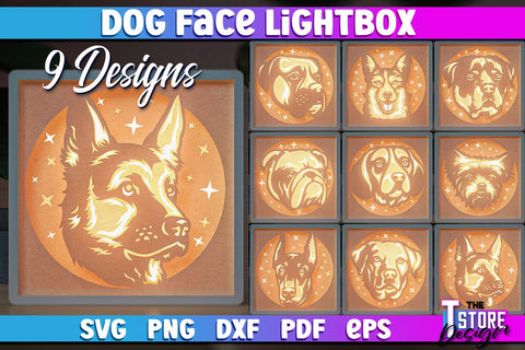 Dog Face Lightbox SVG Design | Paper Cut Design | SVG File SVG The T Store Design 