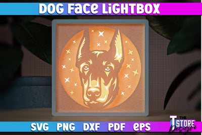 Dog Face Lightbox SVG Design | Paper Cut Design | SVG File SVG The T Store Design 