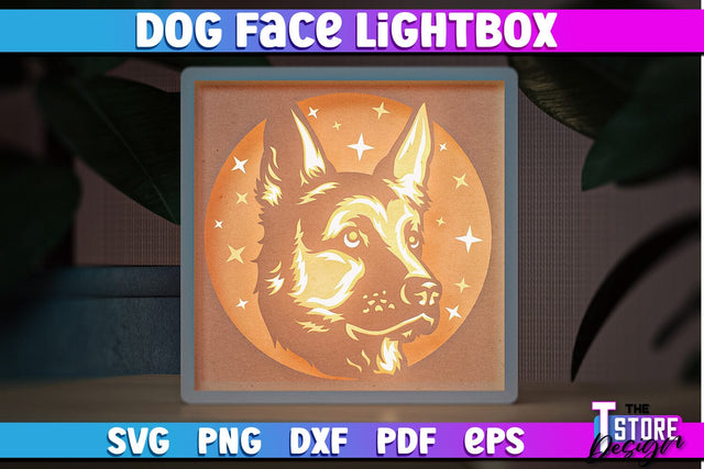 Dog Face Lightbox SVG Design | Paper Cut Design | SVG File SVG The T Store Design 