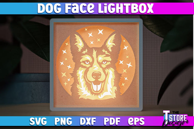 Dog Face Lightbox SVG Design | Paper Cut Design | SVG File SVG The T Store Design 