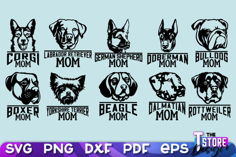 Dog Faces SVG Design | Dog Mom | Dog Dad SVG File | Print Design SVG The T Store Design 