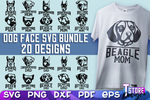 Dog Faces SVG Design | Dog Mom | Dog Dad SVG File | Print Design SVG The T Store Design 