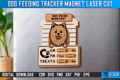 Dog Feeding Tracker Magnet Laser Cut | Reminder Magnets with Sliders | Pets SVG | CNC File SVG Fly Design 