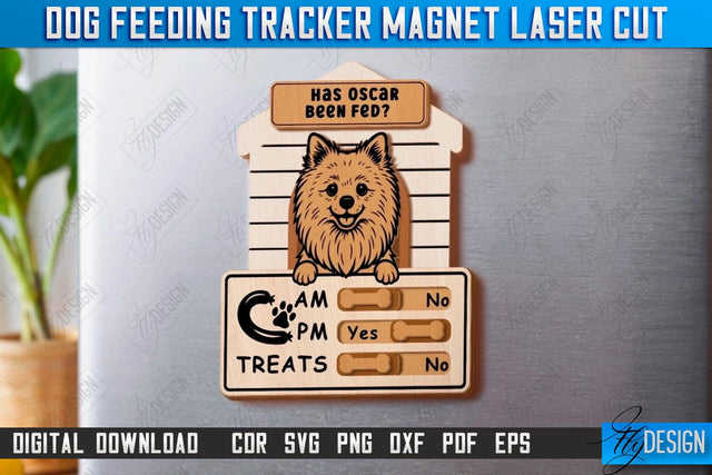 Dog Feeding Tracker Magnet Laser Cut | Reminder Magnets with Sliders | Pets SVG | CNC File SVG Fly Design 