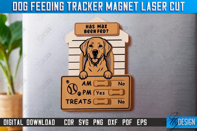 Dog Feeding Tracker Magnet Laser Cut | Reminder Magnets with Sliders | Pets SVG | CNC File SVG Fly Design 