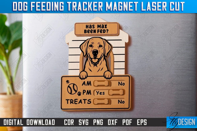 Dog Feeding Tracker Magnet Laser Cut | Reminder Magnets with Sliders | Pets SVG | CNC File SVG Fly Design 