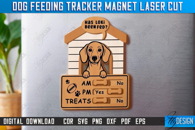 Dog Feeding Tracker Magnet Laser Cut | Reminder Magnets with Sliders | Pets SVG | CNC File SVG Fly Design 