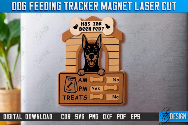 Dog Feeding Tracker Magnet Laser Cut | Reminder Magnets with Sliders | Pets SVG | CNC File SVG Fly Design 