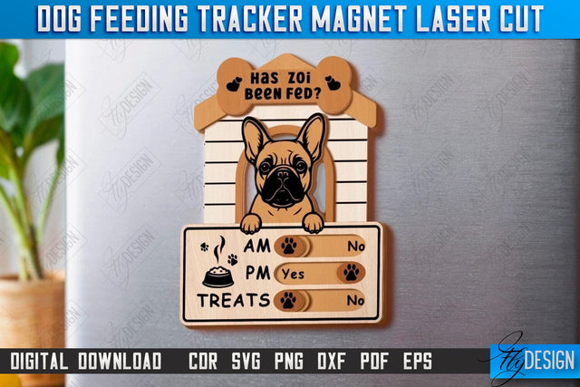 Dog Feeding Tracker Magnet Laser Cut | Reminder Magnets with Sliders | Pets SVG | CNC File SVG Fly Design 
