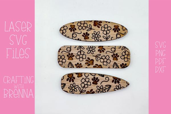 Dog Flower Pattern Hair Clip Laser SVG File SVG Crafting With Brenna 