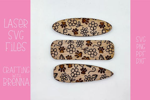 Dog Flower Pattern Hair Clip Laser SVG File SVG Crafting With Brenna 