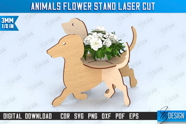 Dog Flower Stand | Garden Design | Home Decor | Flower Holder | CNC File SVG Fly Design 