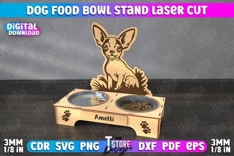 Dog Food Bowl Stand Bundle | Personalized Food Bowl Holder | Double Dog Dish Holder | CNC Files SVG The T Store Design 
