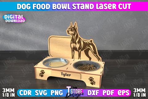 Dog Food Bowl Stand Bundle | Personalized Food Bowl Holder | Double Dog Dish Holder | CNC Files SVG The T Store Design 